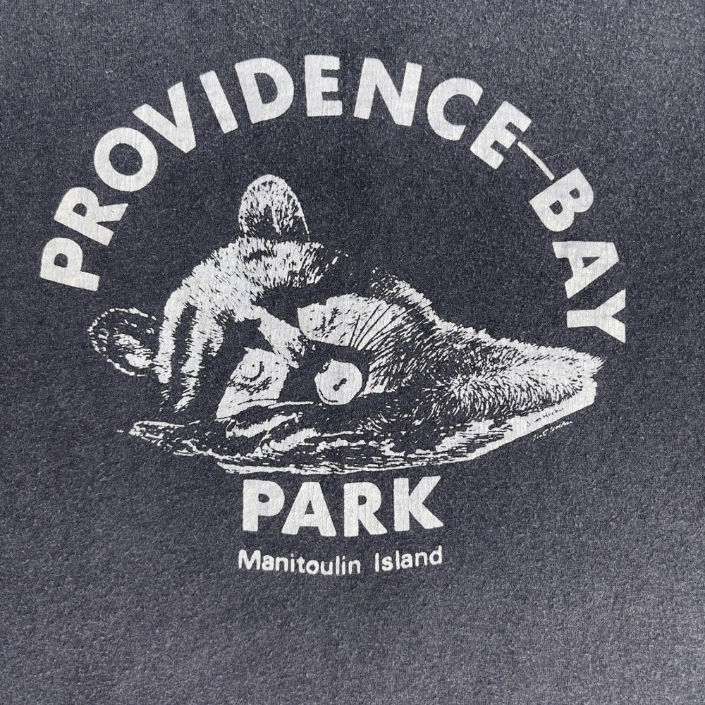 Vintage Nature T-Shirt Mens XL Black Providence Bay Park Raccoon Single Stitch - Picture 6 of 7